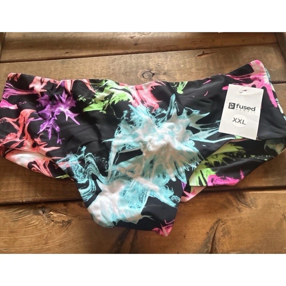 Fused Hawaii Kona Bikini Bottom Swimwear XXL NWT Splatter Splash Colorful